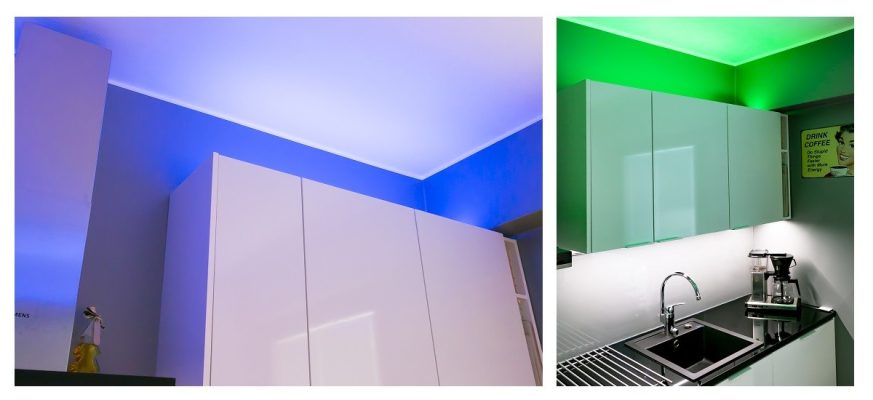 RGB led strip light in the kitchen