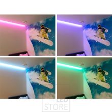 Muokattavaa tunnelmavalaistusta RGB+W led nauhalla, valon värit muokattavissa portaattomasti langallisella tai langattomalla ohjauksella. Ledstore.fi