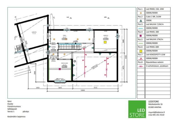 Example of a lighting plan for a detached house