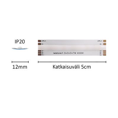 1 cm LED nauha SOLO KAMELEONTTI, RGB+W, 24V, 16W/m, IP20, CRI96 1 cm LED nauha SOLO KAMELEONTTI, RGB+W, 24V, 16W/m, IP20, CRI96