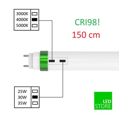LED putki T8 3 in 1, 25W/30W/35W, 150cm, 3000K/3800K/5000K, CRI 97