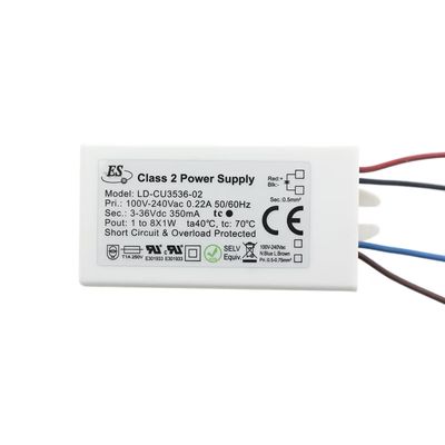 Vakiovirtamuuntaja LED valoille, 350mA, max 8x1W, IP65