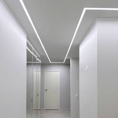 Kahdelta sivulta kipsattava, upotettava, alumiiniprofiili led nauhalle 2000x28x14mm, harjattu alumiini
