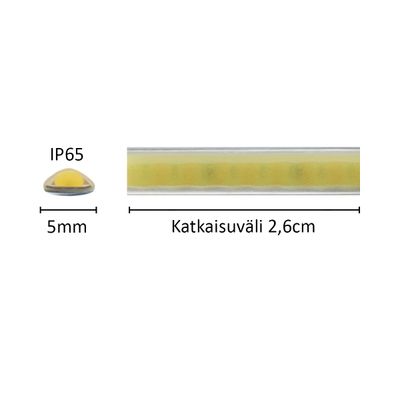 1cm LED nauha kapea SOLO TUNNELMA, CCT, 24V, 7,2W/M, IP65, CRI93