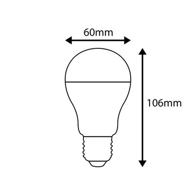 Viivapiirros LED-lampusta, leveys 60 mm ja korkeus 106 mm, ihanteellinen energiatehokkaisiin valaistusratkaisuihin. Täydellinen koti- ja yrityskäyttöön.