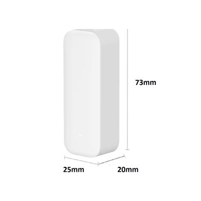LED-himmennin, valkoinen suorakaide, pyöristetyt reunat, mitat 73x25x20 mm, taustalla.