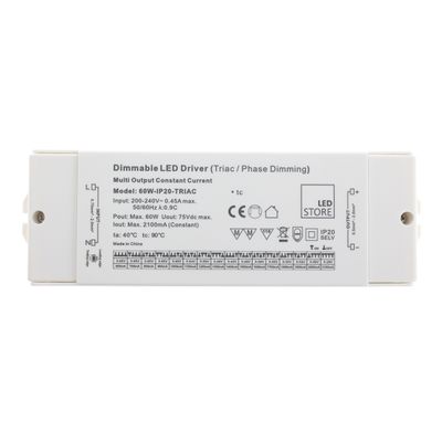 600-2100mA säädettävä TRIAC muuntaja, max. 60W