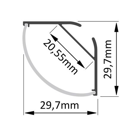 Alumiiniprofiili led nauhalle 2000x30x30mm, pinta-asennettava, 45 kulma, musta