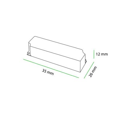 20W 24V kosteussuojatun muuntajan mittakuva.