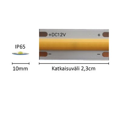Mittatilattava 1cm LED nauha SOLO, 4000K, 12V, 7,2W/m, IP65, CRI94