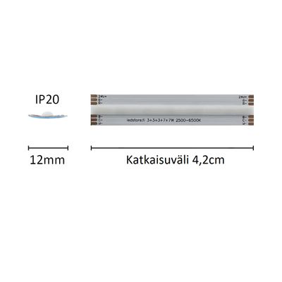1 cm LED nauha SOLO SPEKTRI, RGB+CCT, 24V, 19W/m, IP20, CRI90