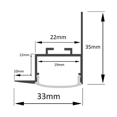 1 cm upotettava reunaprofiili 35x33 harjattu alumiini