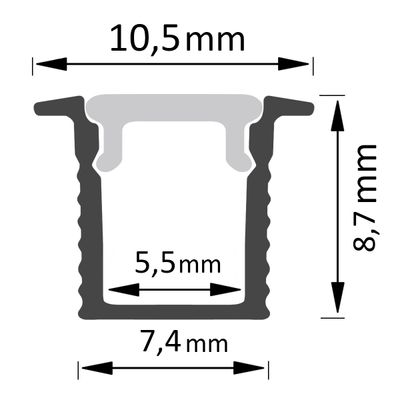MINI Alumiiniprofiili SOLO led nauhalle, 2 metriä, upotettava, kapea, musta