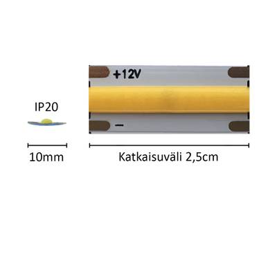 Mittatilattava LED nauha SOLO, 4000K, 12V, 12W/m, IP20, CRI90