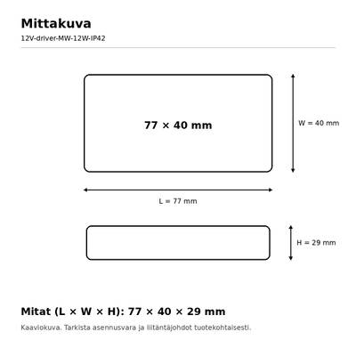 LED muuntaja, 24V, 12W, Mean Well, IP42