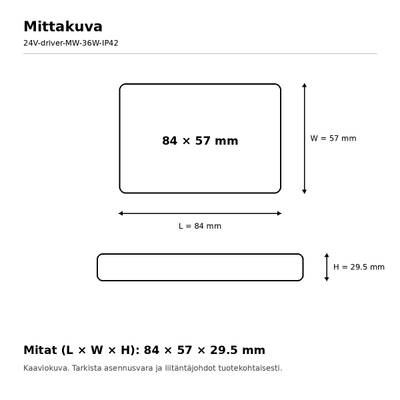 LED muuntaja, 24V, 36W, Mean Well, IP42