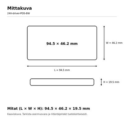 LED muuntaja, 24V, 8W, POS, IP20