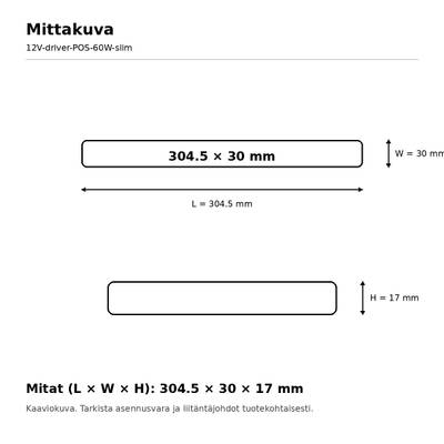 LED muuntaja, 12V, 60W, POS, IP20