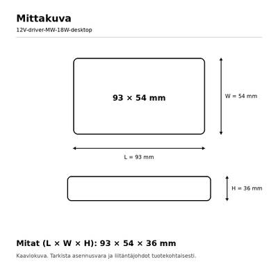 LED muuntaja, 12V, 18W, Mean Well