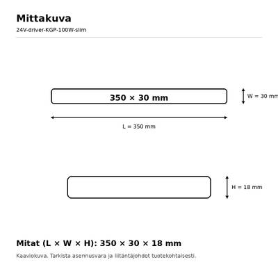 LED muuntaja, 24V, 100W, KGP, IP20