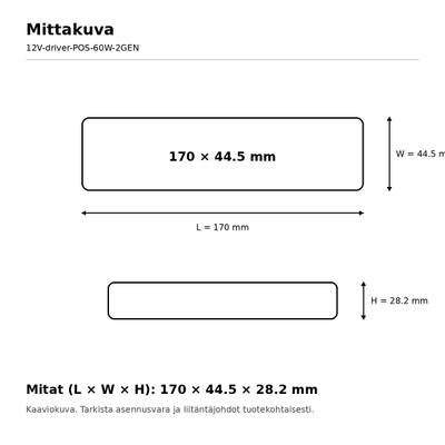 LED muuntaja, 12V, 60W, POS, IP20
