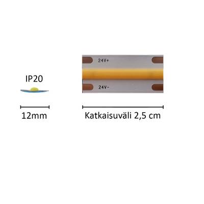 Mittatilattava LED nauha SOLO, 3000K, 24V, 14,4W/m, IP20, CRI96