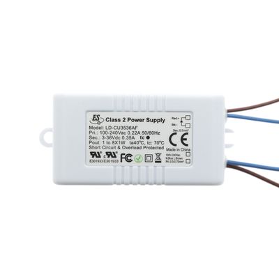 Vakiovirtamuuntaja LED valoille, 350mA, max 8x1W