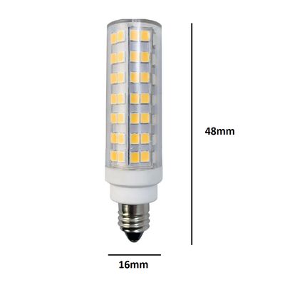 Energiatehokas LED-maissipolttimo, ruuvijalusta, kirkas kansi keltaisilla diodeilla. Kompakti koko: 48mm korkeus x 16mm leveys. Ihanteellinen sisävalaistukseen.