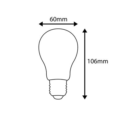 LED-lamppujen kaavio, jonka mitat on merkitty: 60 mm leveys, 106 mm korkeus. Täydellinen opas valaistuksen valintaan ja asennustarkkuuteen.