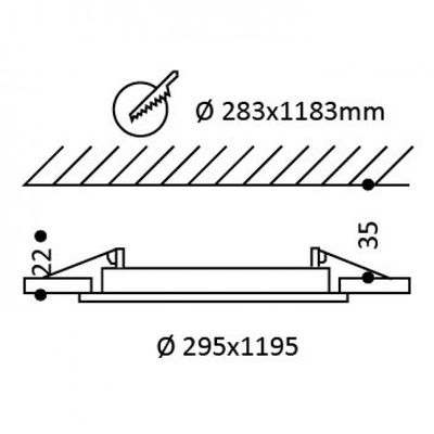 Led paneeli 300x1200 mittakuva