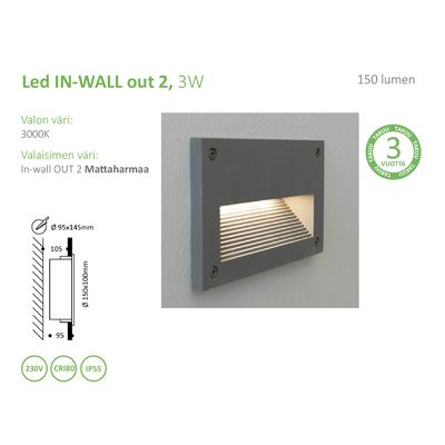 IN-WALL OUT 2, LED seinävalaisin, 3W muuri-/porrasvalaisin IP55 Unboxing LedStore.fi