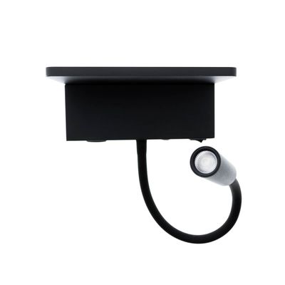 Joustava musta LED-lukuvalo sylinterimäisellä kiinnikkeellä suorakaiteen muotoisella pohjalla, täydellinen tarkennettuun valaistukseen ja tyylikkääseen moderniin kodin sisustukseen.