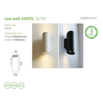 "Mustavalkoiset sylinterimäiset LED-seinävalaisimet, joissa on tuotetiedot ja 3 vuoden takuumerkki huippuluokan LED-valaistusliikkeen SEO:lle.