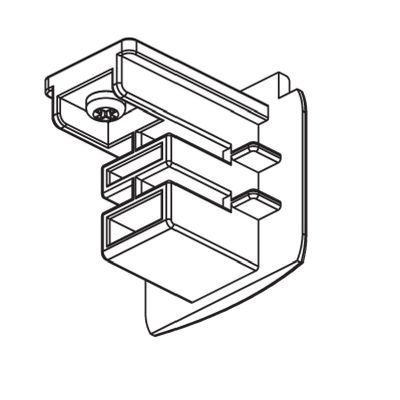 3D-viivapiirros geometrisesta veistoksesta, jossa on toisiinsa kytkeytyviä suorakulmioita, ja se esittelee modernia designia LED-valaistuksen inspiraatiota varten.