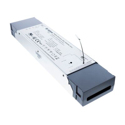 LED-ohjain harmaalla kotelolla, sertifiointisymboleilla ja antennilla; täydellinen tehokkaaseen tehonsäätöön LED-valaistuksessa.