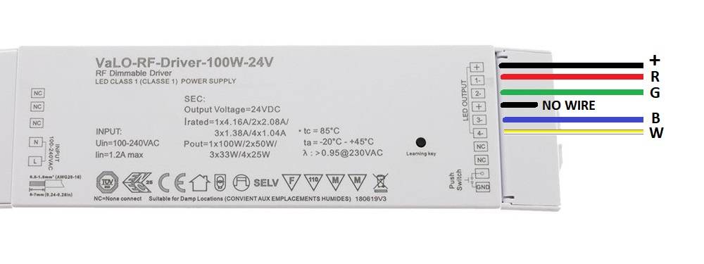 100W VaLO RF RGBW led valonauhan kytkentä