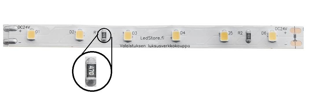 Led nauhan IC piiri jonka vuoksi led-muuntaja voi olla tasajännitteellä toimiva
