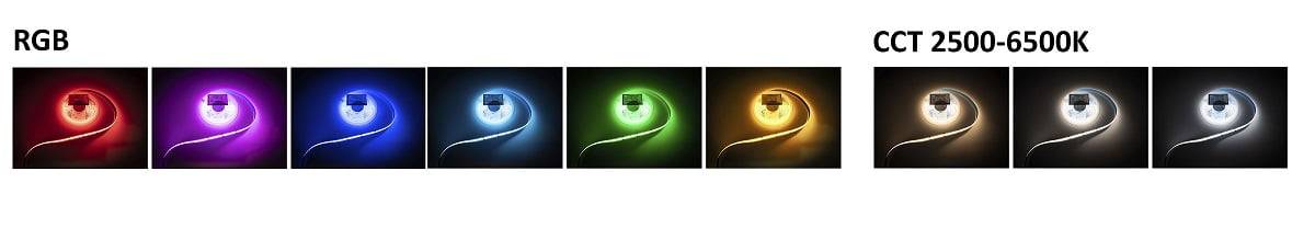 Led valonauha kaikilla väreillä ja valkoisen valon sävyillä.