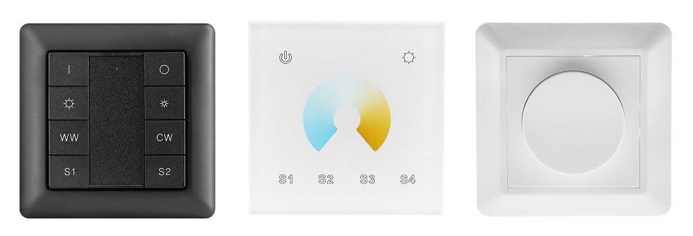 Led himmennin tyyppejä on erilaisia. Vasemmalta:Zigbee, PWM, TRIAC