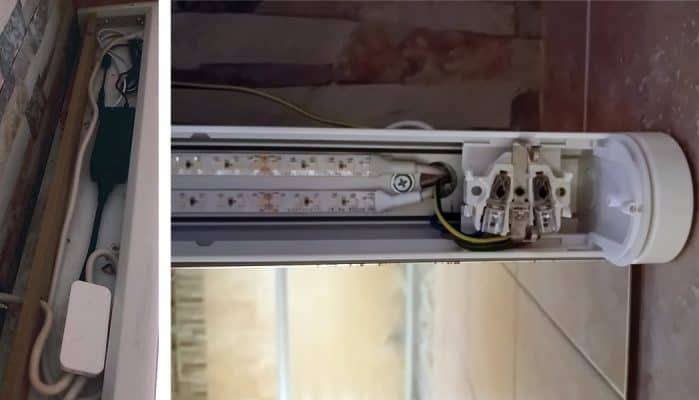 LED nauha asennettuna vanhaan loisteputkirunkoon.