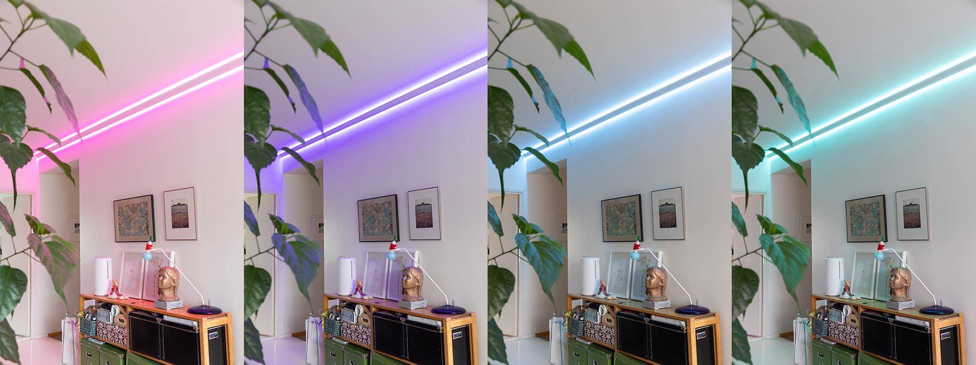 Esimerkkejä nauhan eri RGB väreistä.